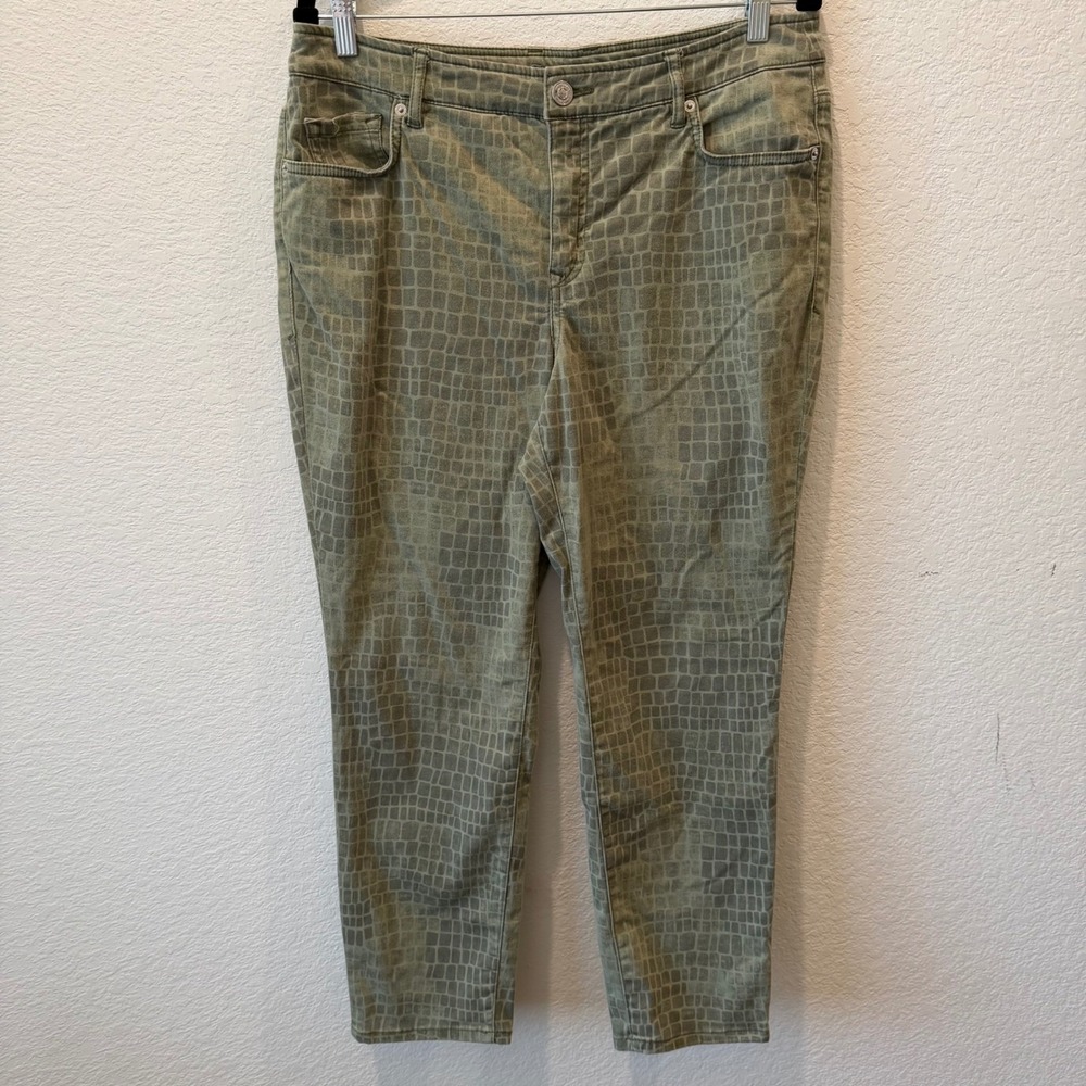 Tommy Bahama Boracay Beach High Rise Ankle Pants Green Croc Print Womens 12x28